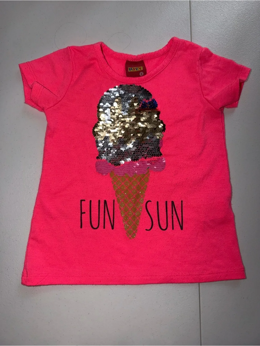 Kids Pink sequin ice cream graphic tee size 1 T0123